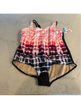 Sporti Plus Size Shibori Ombre Swimsuit 24W NWT